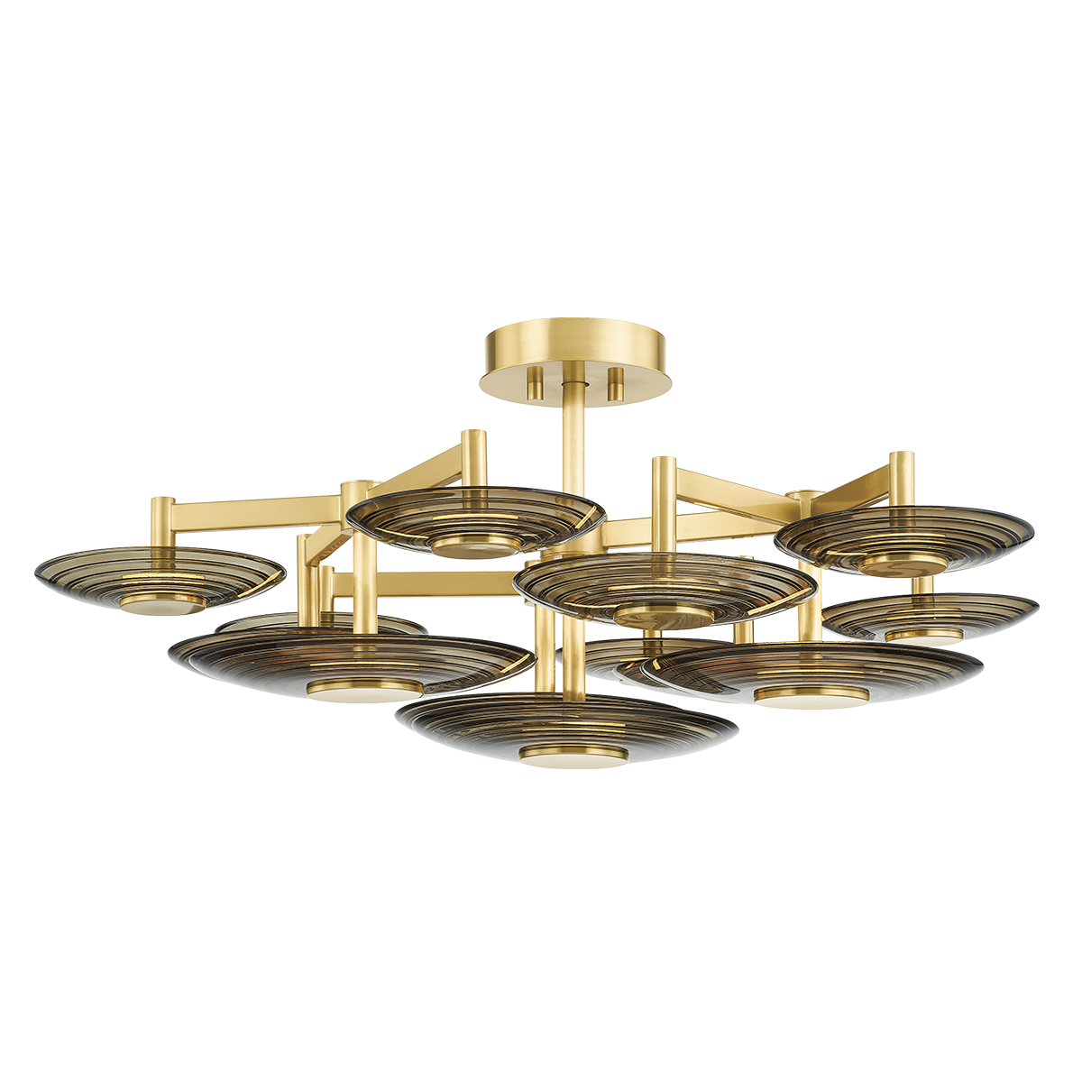 Hudson Valley, 9 Light Semi Flush - Aged Brass