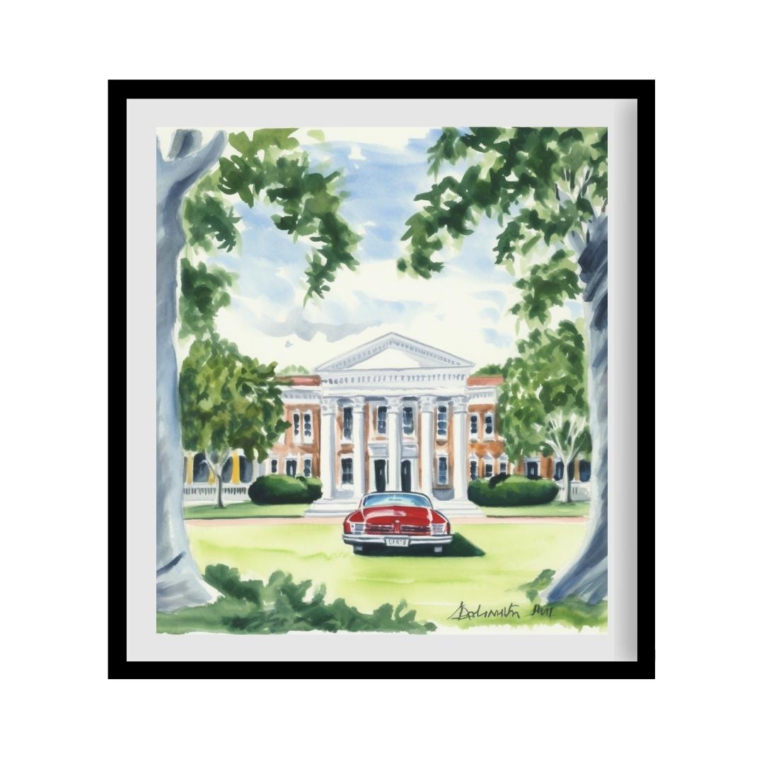 FASart, A Portrait of a White House and Red Car
