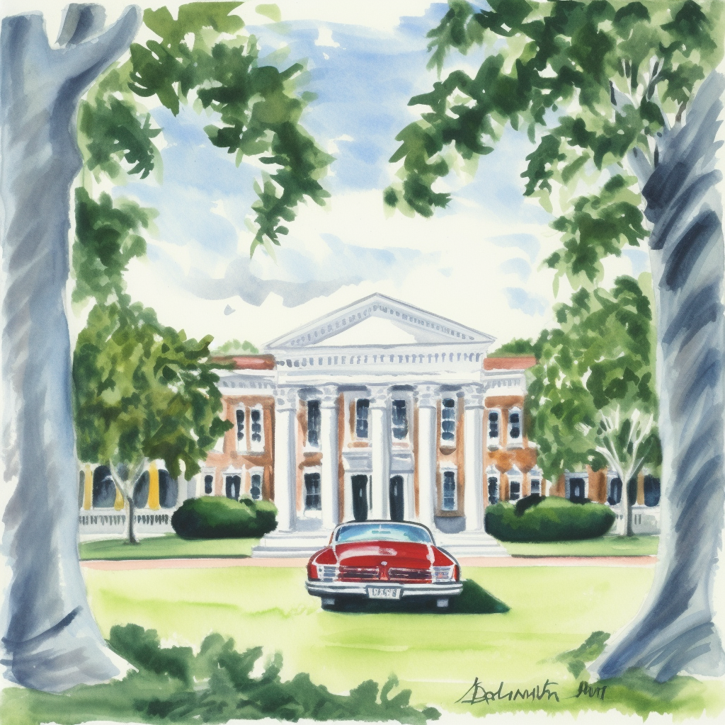 FASart, A Portrait of a White House and Red Car