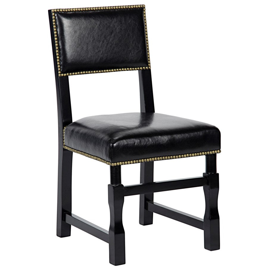 Noir, Abadon Side Chair w/Leather, Distressed Brown