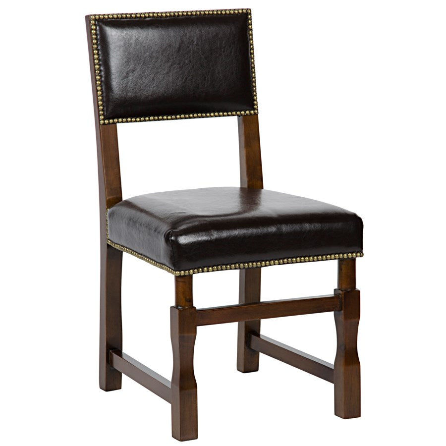Noir, Abadon Side Chair w/Leather, Distressed Brown