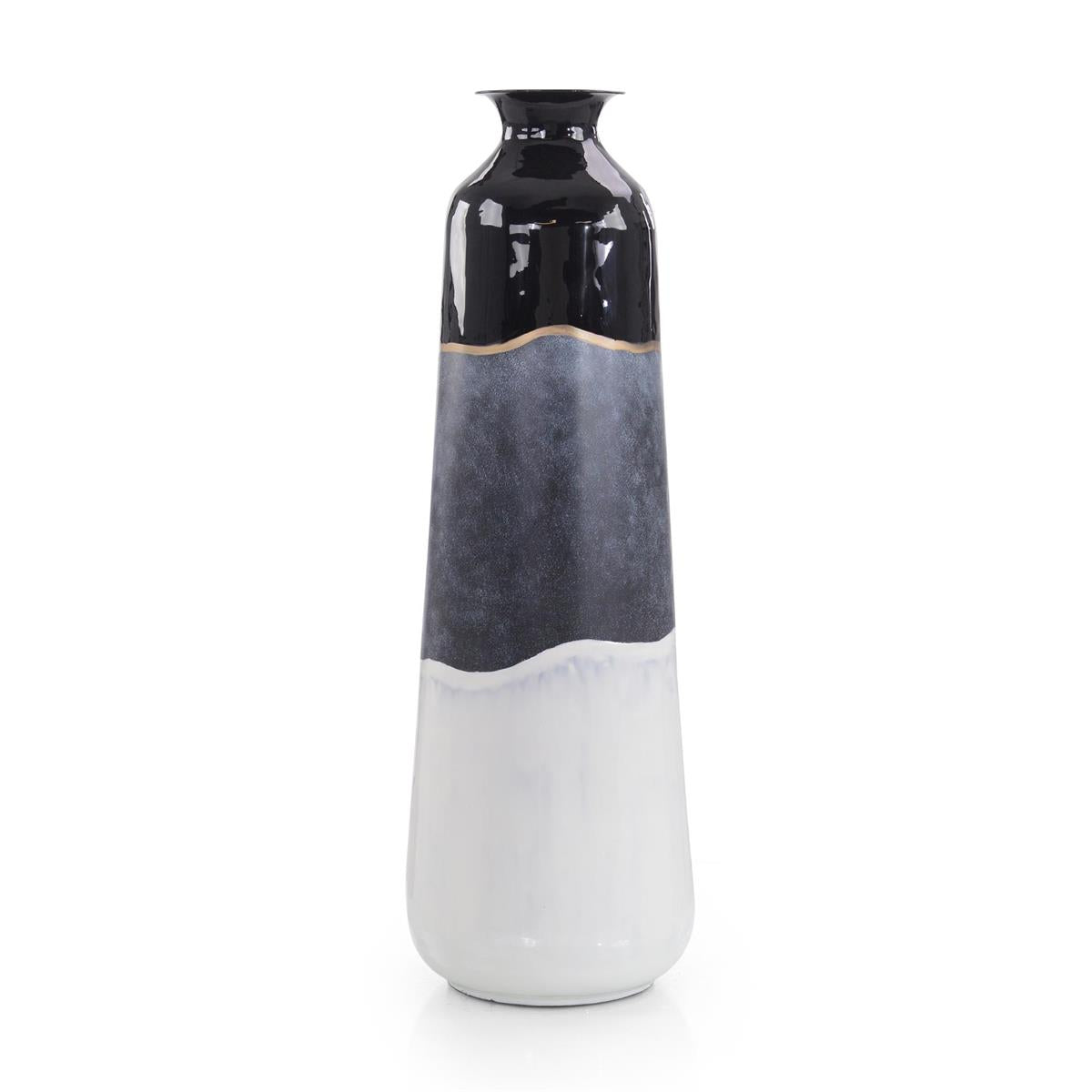 John Richard, Abstract Black & White Iron Vase