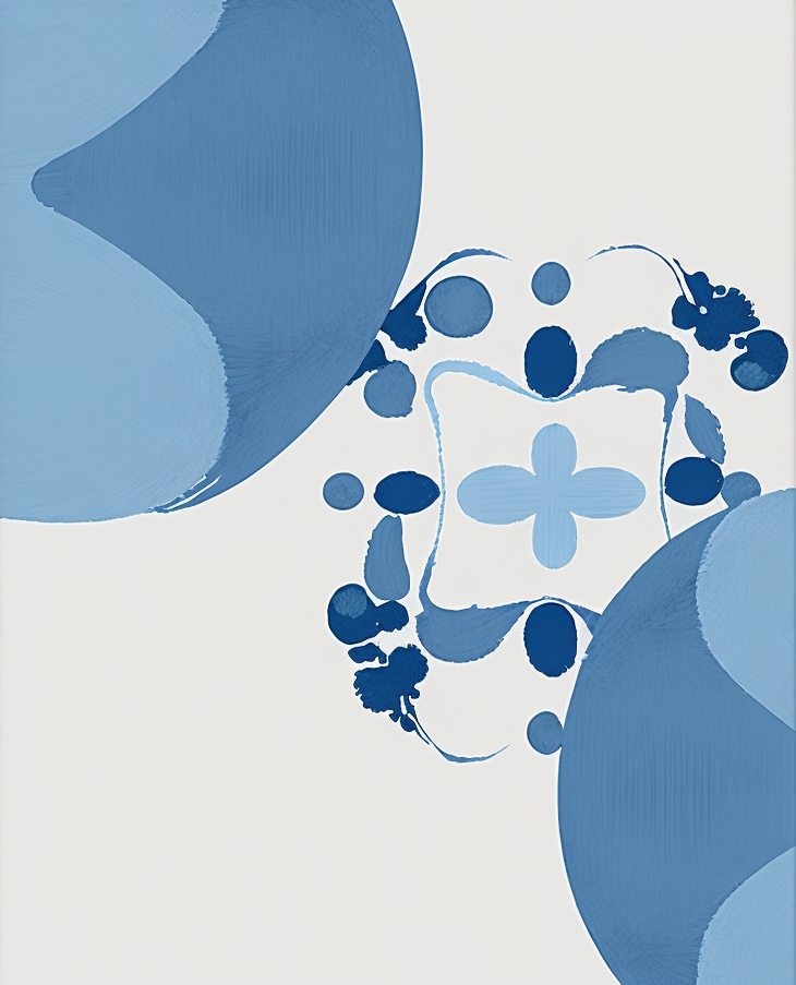 FASart, Abstract Blue Flower Shapes