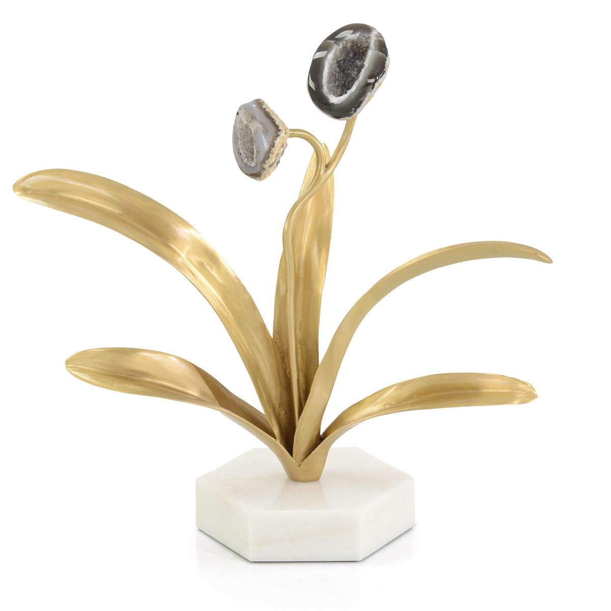 John Richard, Agate Flower and White Marble Sculpture