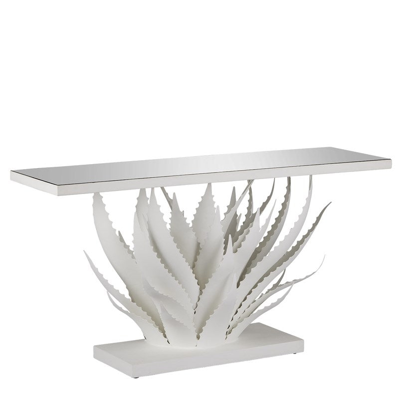 Currey, Agave White Console Table