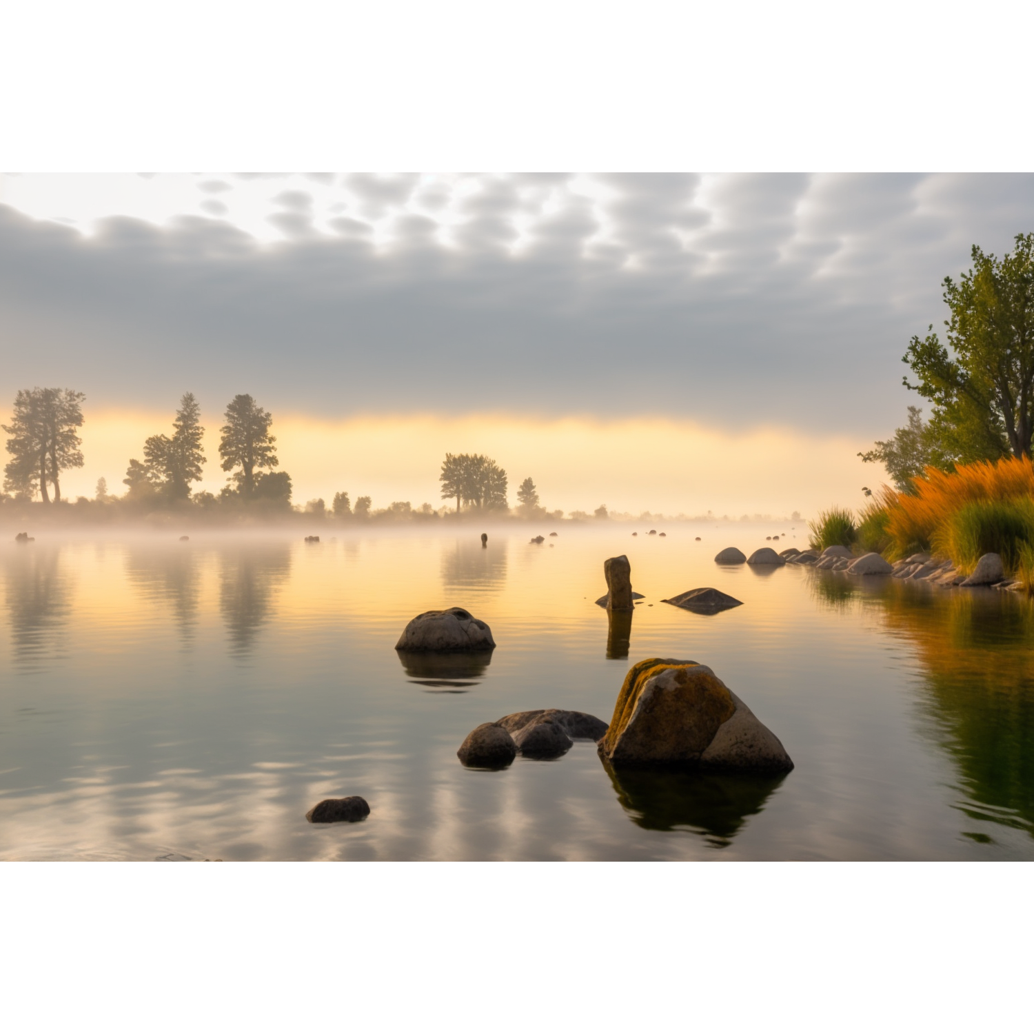 FASart, Aglow in Amber: The River at Sunset