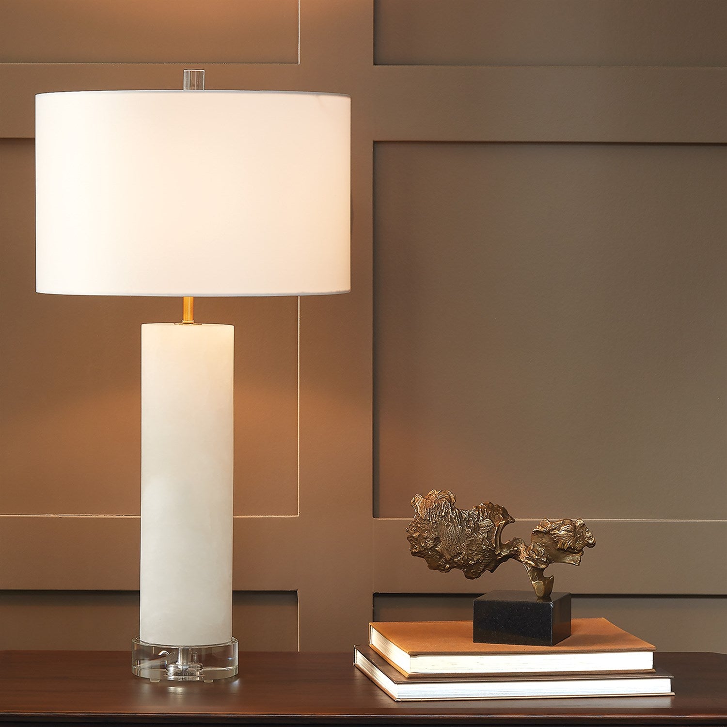 Global Views, Alabaster Cylinder Table Lamp