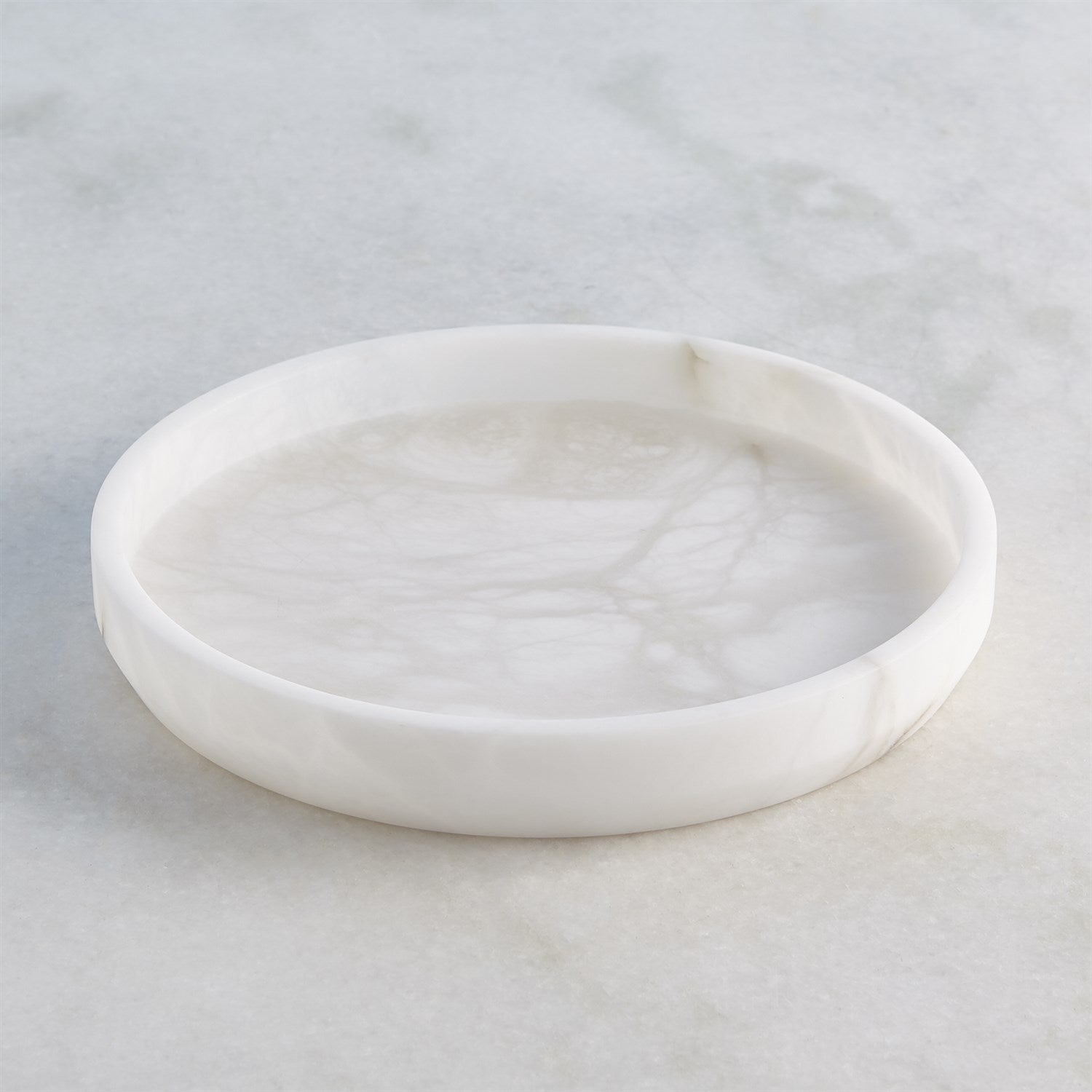 Global Views, Alabaster Tapered Round Tray-White