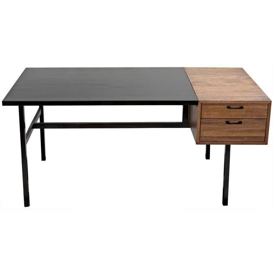 Noir, Algeron Desk with Black Metal