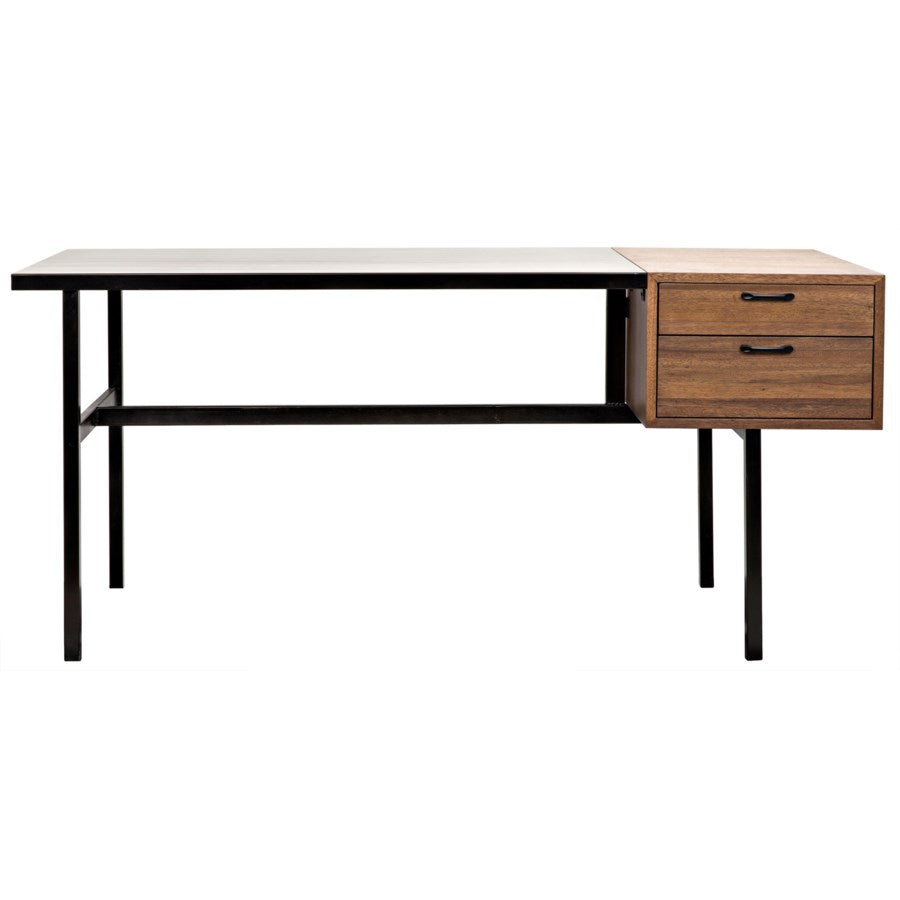 Noir, Algeron Desk with Black Metal