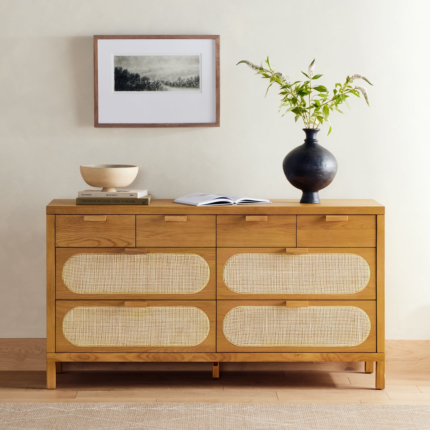 Four Hands, Allegra 8 Drawer Dresser - Natural Cane