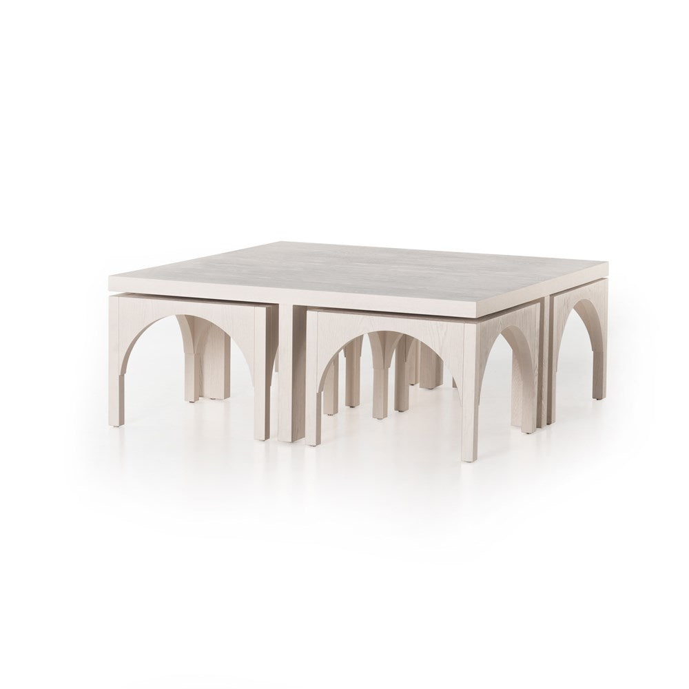 Four Hands, Amara Coffee Table with Nesting Arch Stools