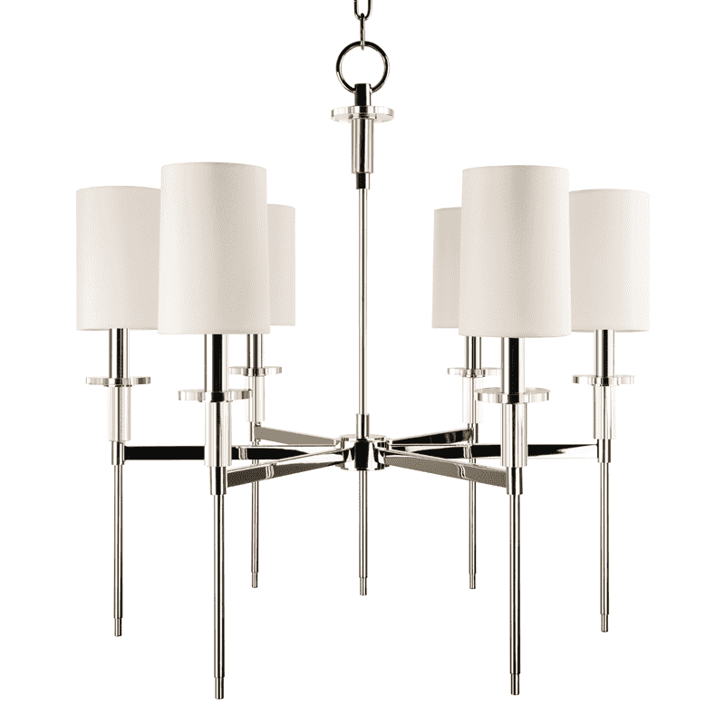 Hudson Valley, Amherst 6 Light Chandelier Polished Nickel