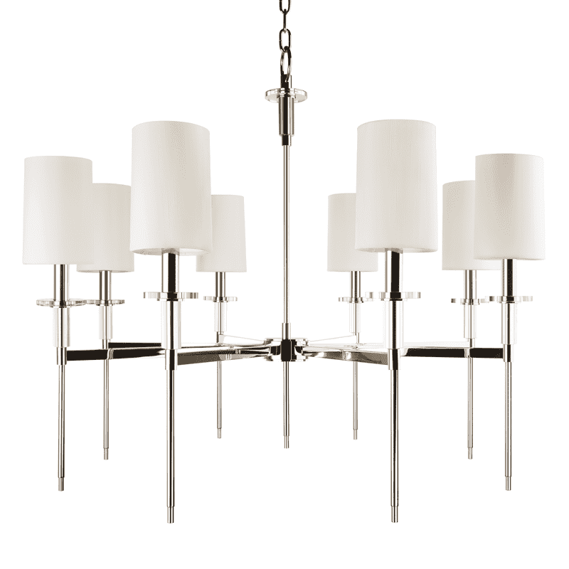 Hudson Valley, Amherst 8 Light Chandelier Polished Nickel