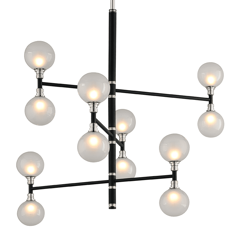 Troy Lighting, Andromeda 12Lt Chandelier 3 Tier Medium Carbide Black And Polished Nickel