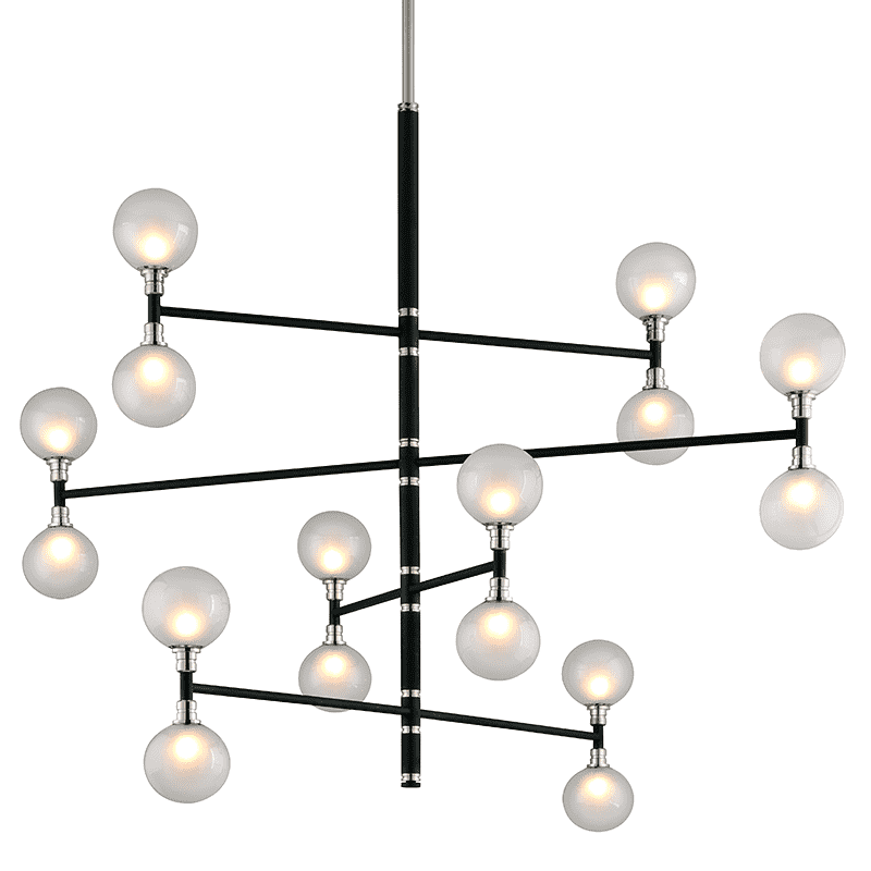 Troy Lighting, Andromeda 16Lt Chandelier 4 Tier Large Carbide Black And Polished Nickel