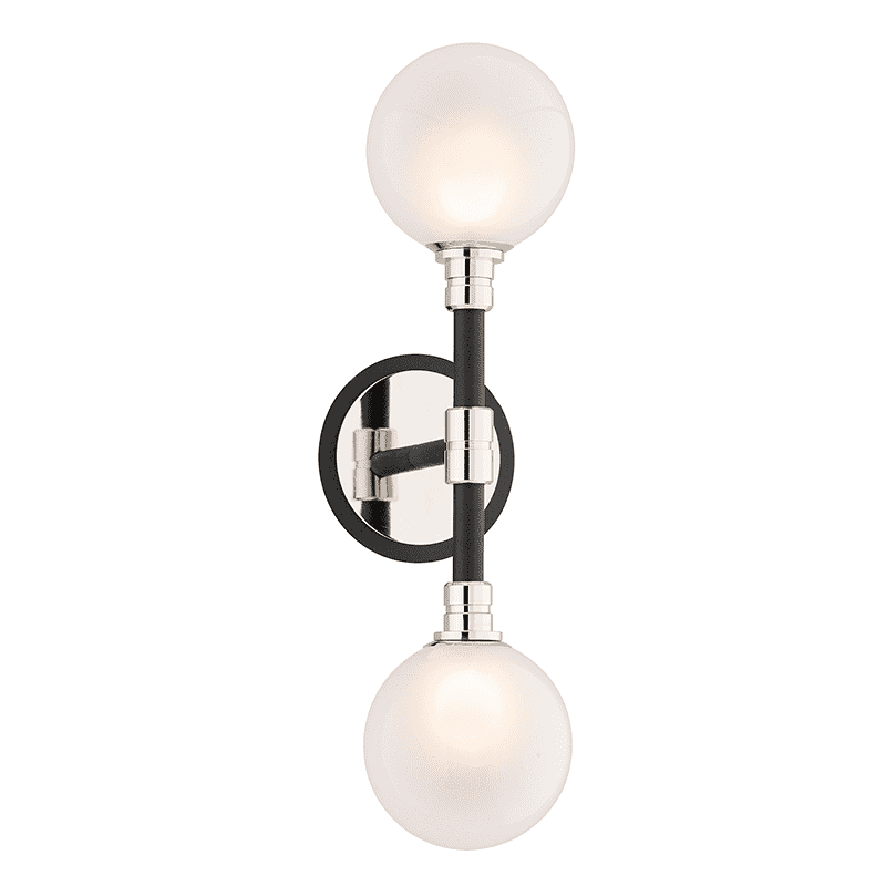 Troy Lighting, Andromeda 2Lt Wall Sconce Carbide Black And Polished Nickel