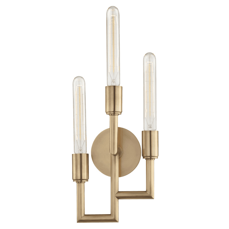 Hudson Valley, Angler 3 Light Wall Sconce Aged Brass