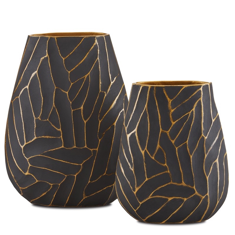 Currey, Anika Black Vase Set of 2