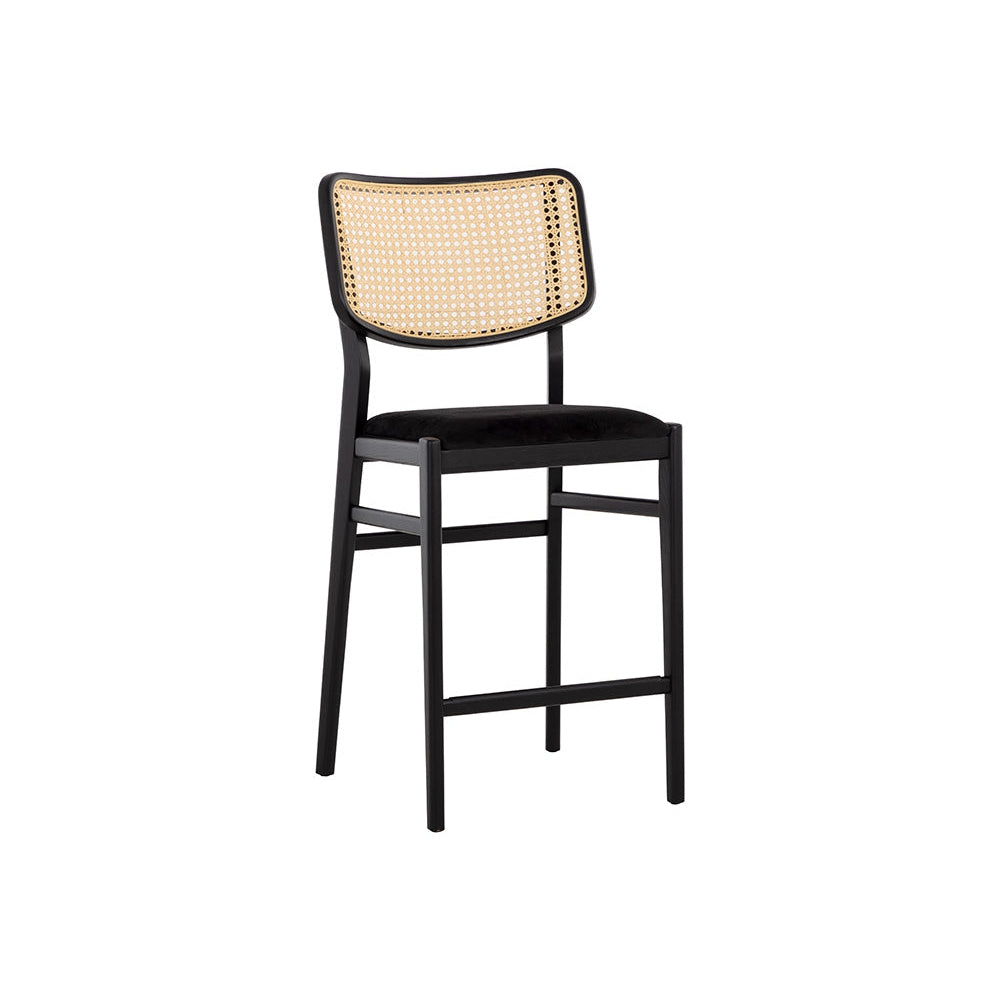 Sunpan, Annex Counter Stool - Velvet Black / Natural