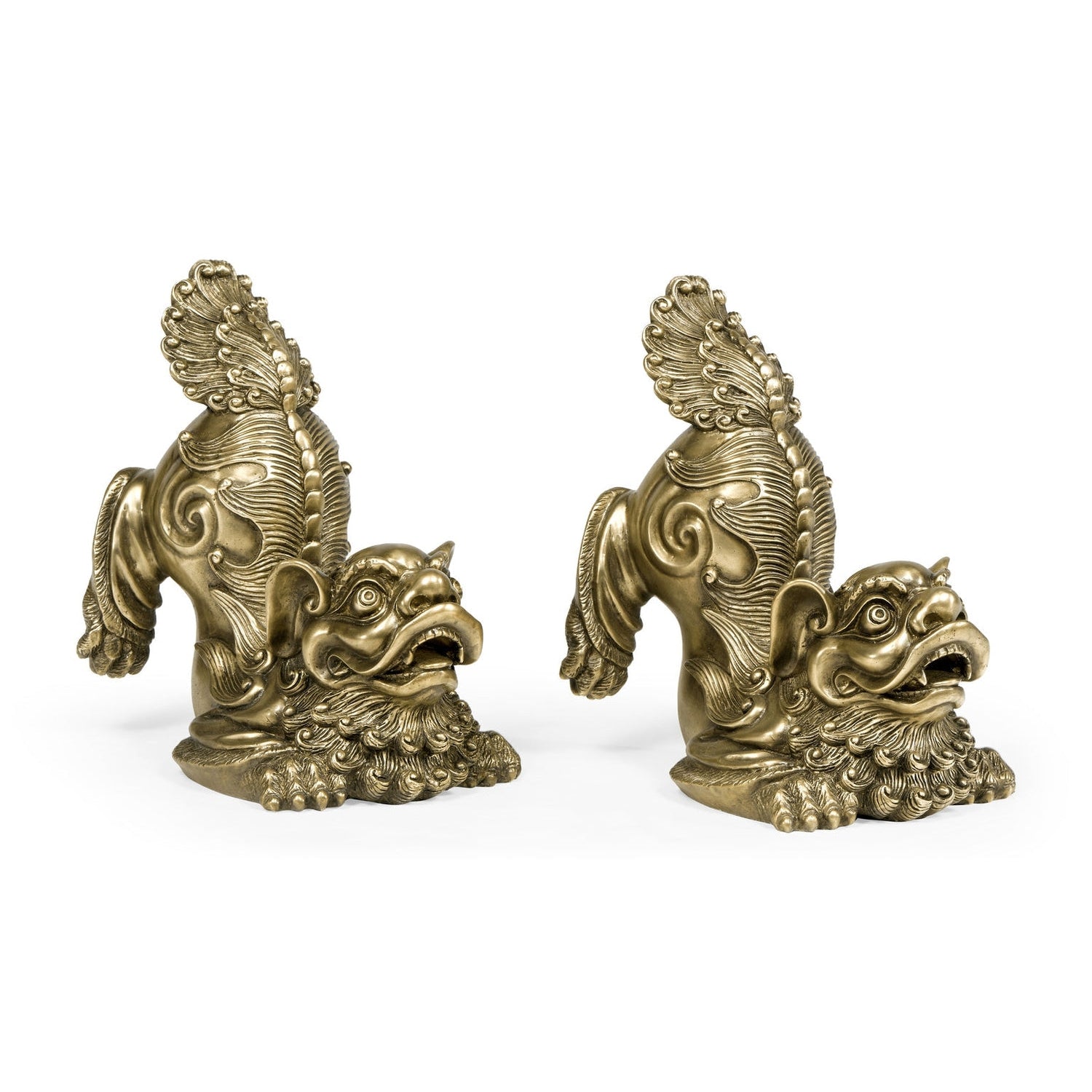 Jonathan Charles, Antique Brass Foo Dog Bookends