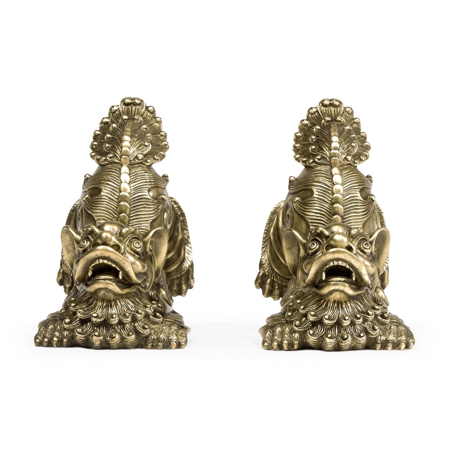 Jonathan Charles, Antique Brass Foo Dog Bookends