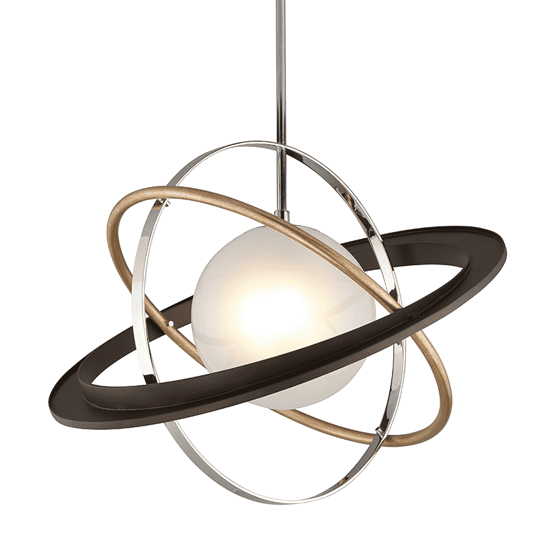 Troy Lighting, Apogee 1Lt Pendant Bronze W/ Gold Leaf And Polished Stainless