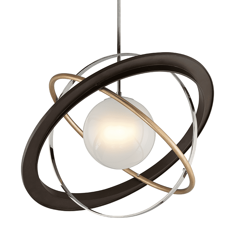 Troy Lighting, Apogee 1Lt Pendant Bronze W/ Gold Leaf And Polished Stainless