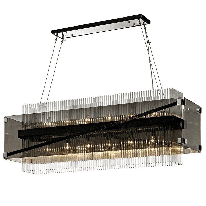 Troy Lighting, Apollo 12 Light Chandelier Island Dark Bronze Polished Chrome