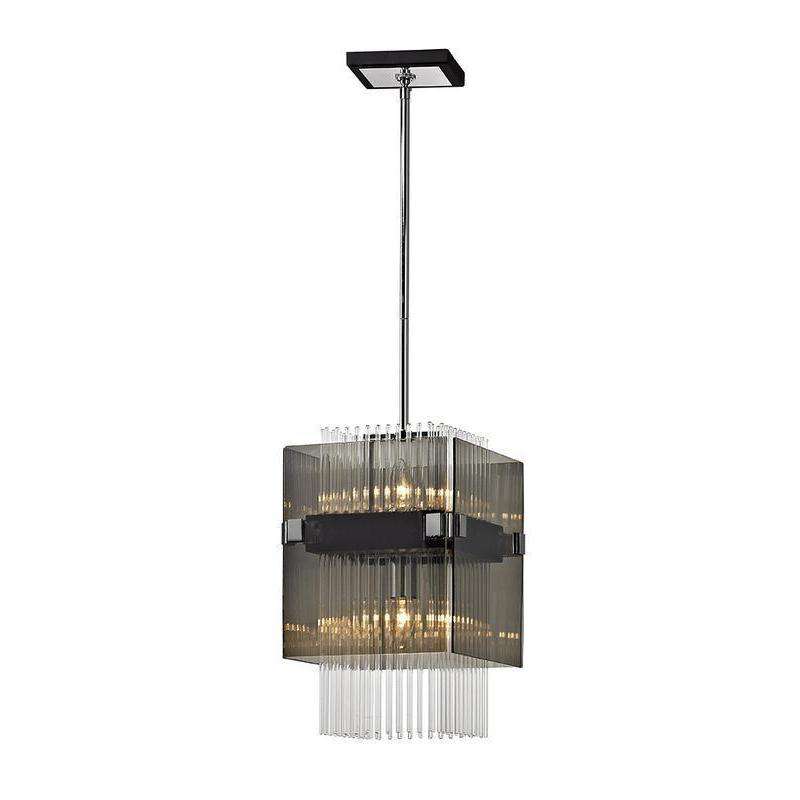 Troy Lighting, Apollo 2Lt Pendant Mini Dark Bronze Polished Chrome