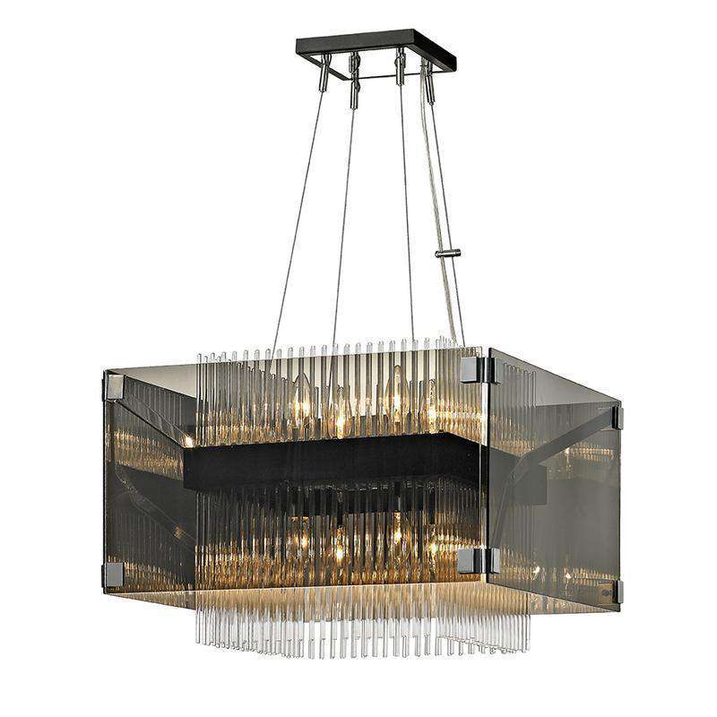 Troy Lighting, Apollo 8Lt Chandelier Dark Bronze Polished Chrome