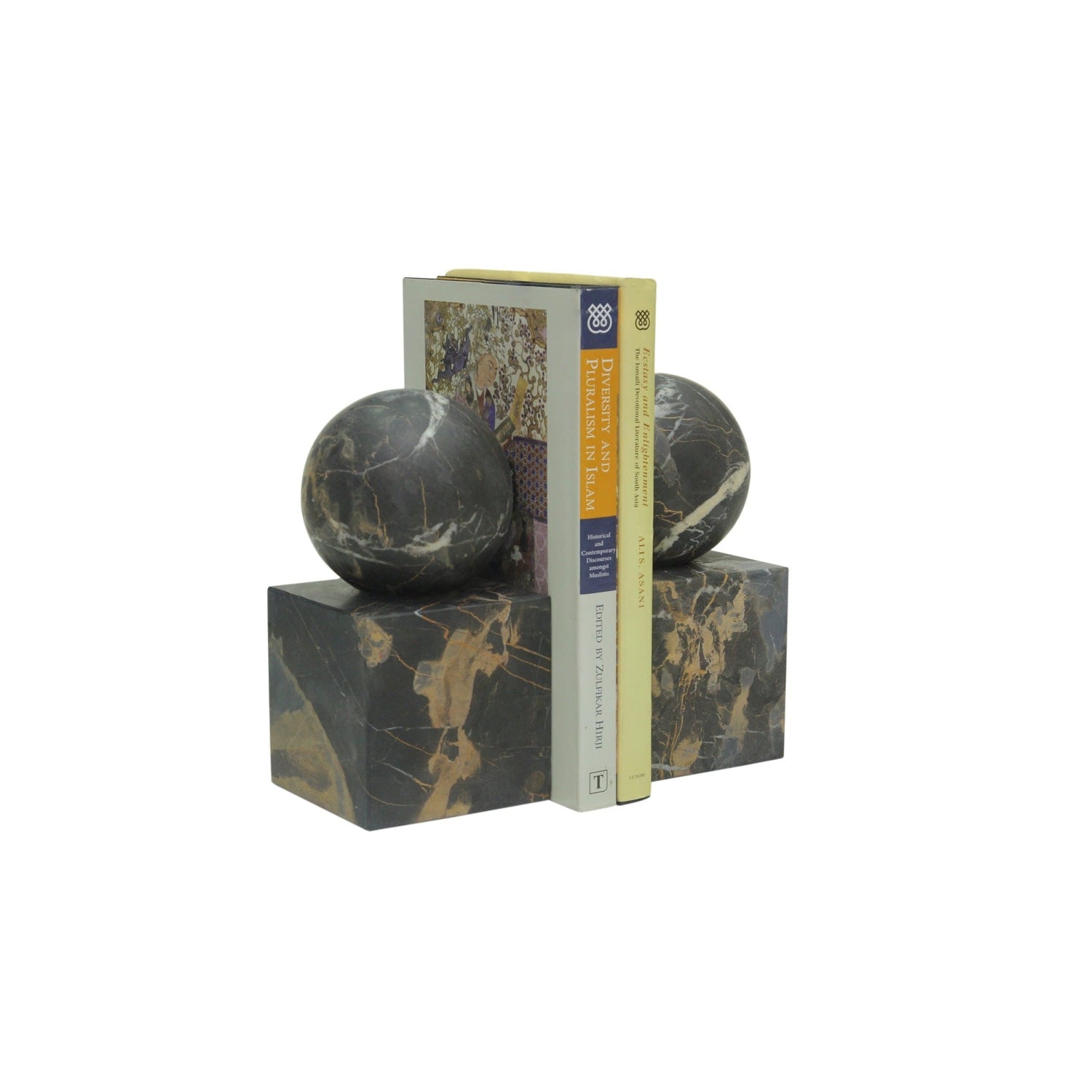 Marble Crafter, Apollo Collection Honed Finish Ball on Cube Bookends