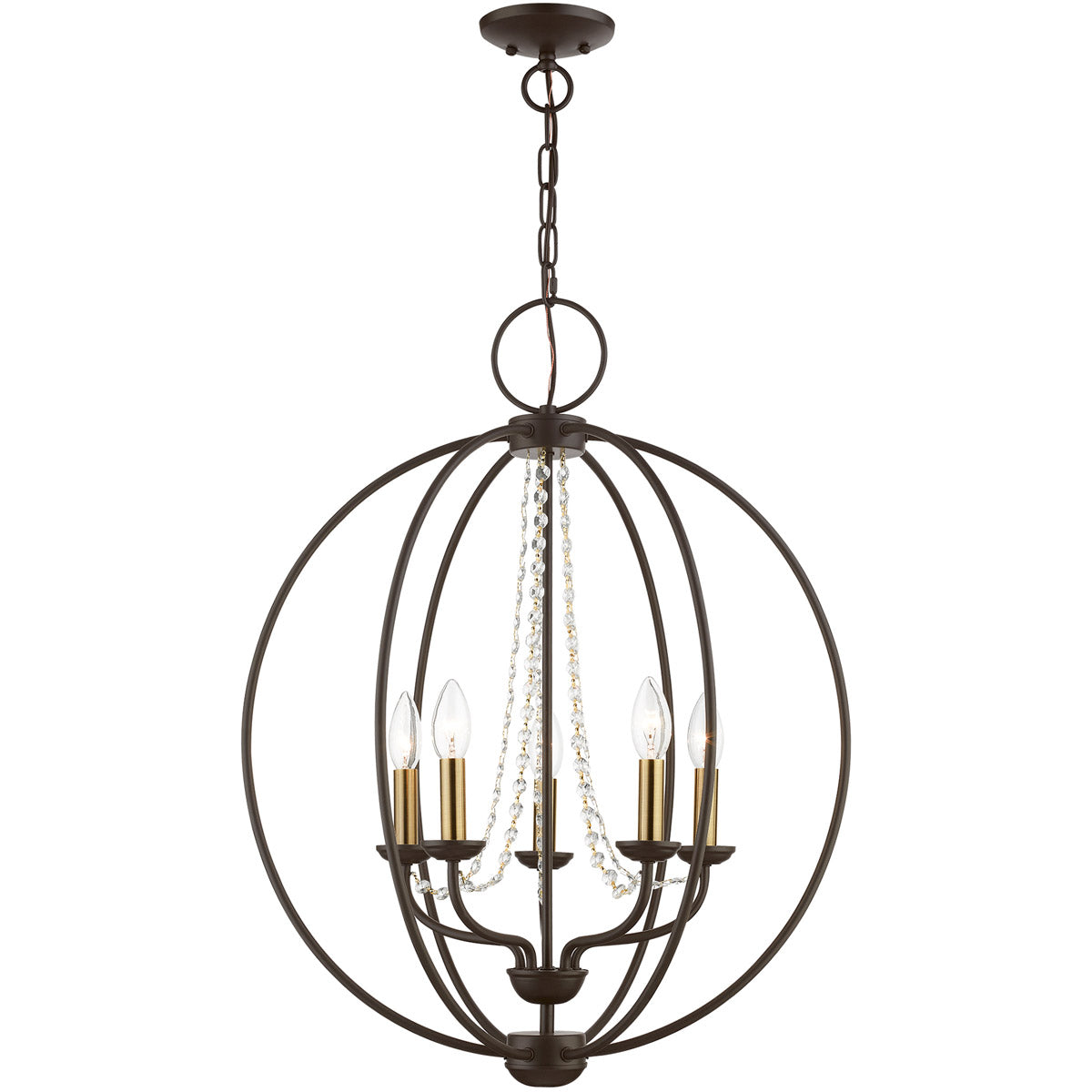 Livex Lighting, Arabella 5 Light Candles Chandelier Ceiling Light, Globe