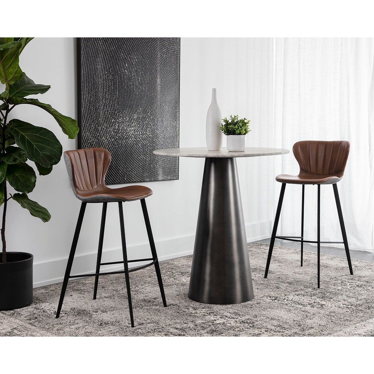 Sunpan, Arabella Stool - Bravo Cognac / November Grey