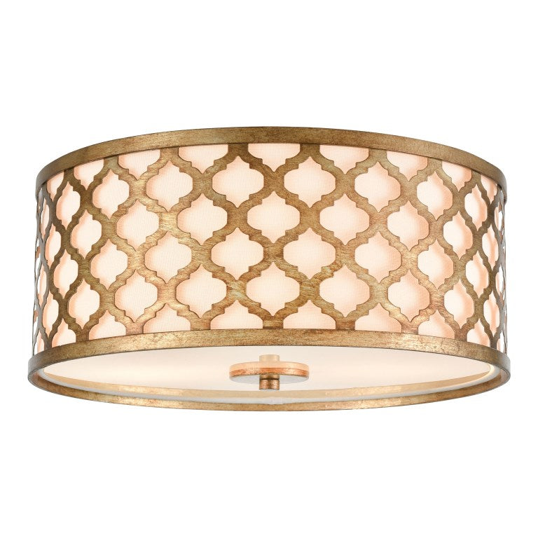 Elk Home, Arabesque 15'' Wide 2 - Light Flush Mount - Bronzed Gold