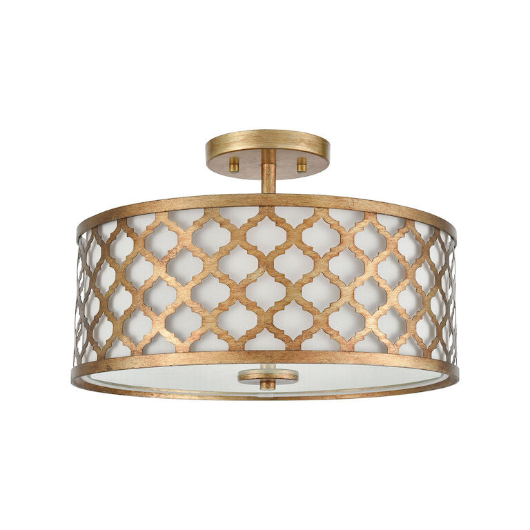 Elk Home, Arabesque 16'' Wide 3 - Light Semi Flush Mount - Bronzed Gold