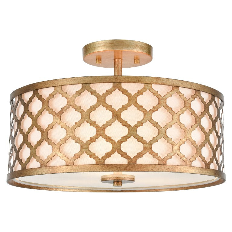 Elk Home, Arabesque 16'' Wide 3 - Light Semi Flush Mount - Bronzed Gold