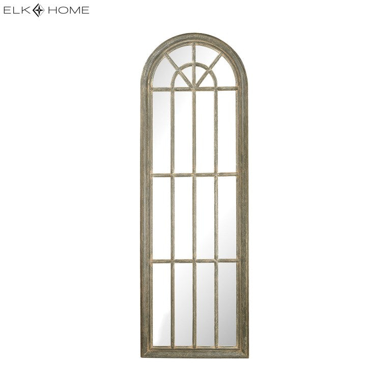 Elk Home, Arched Windowpane Wall Mirror - Gray