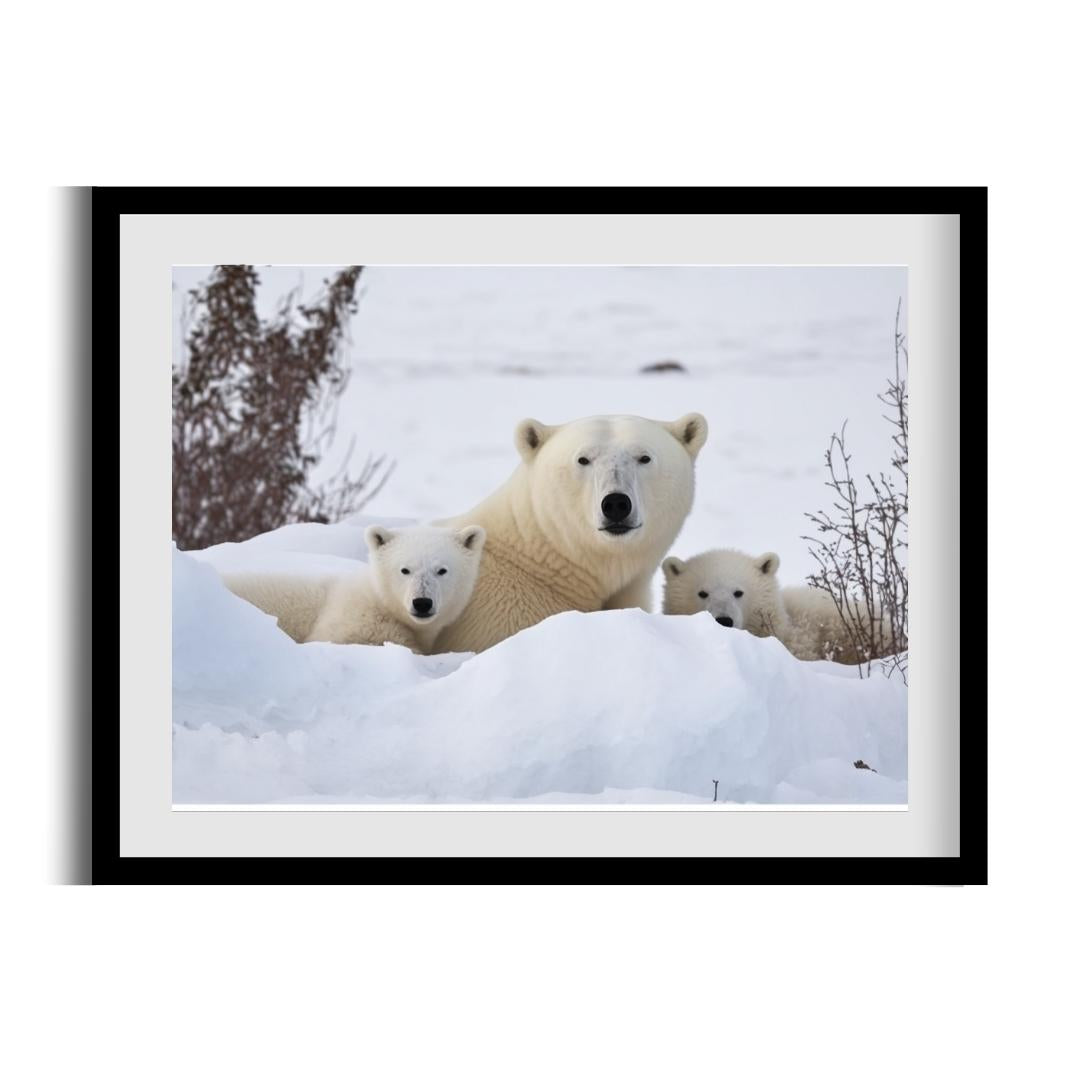 FASart, Arctic Love: A Mother Polar Bear and Her Cubs