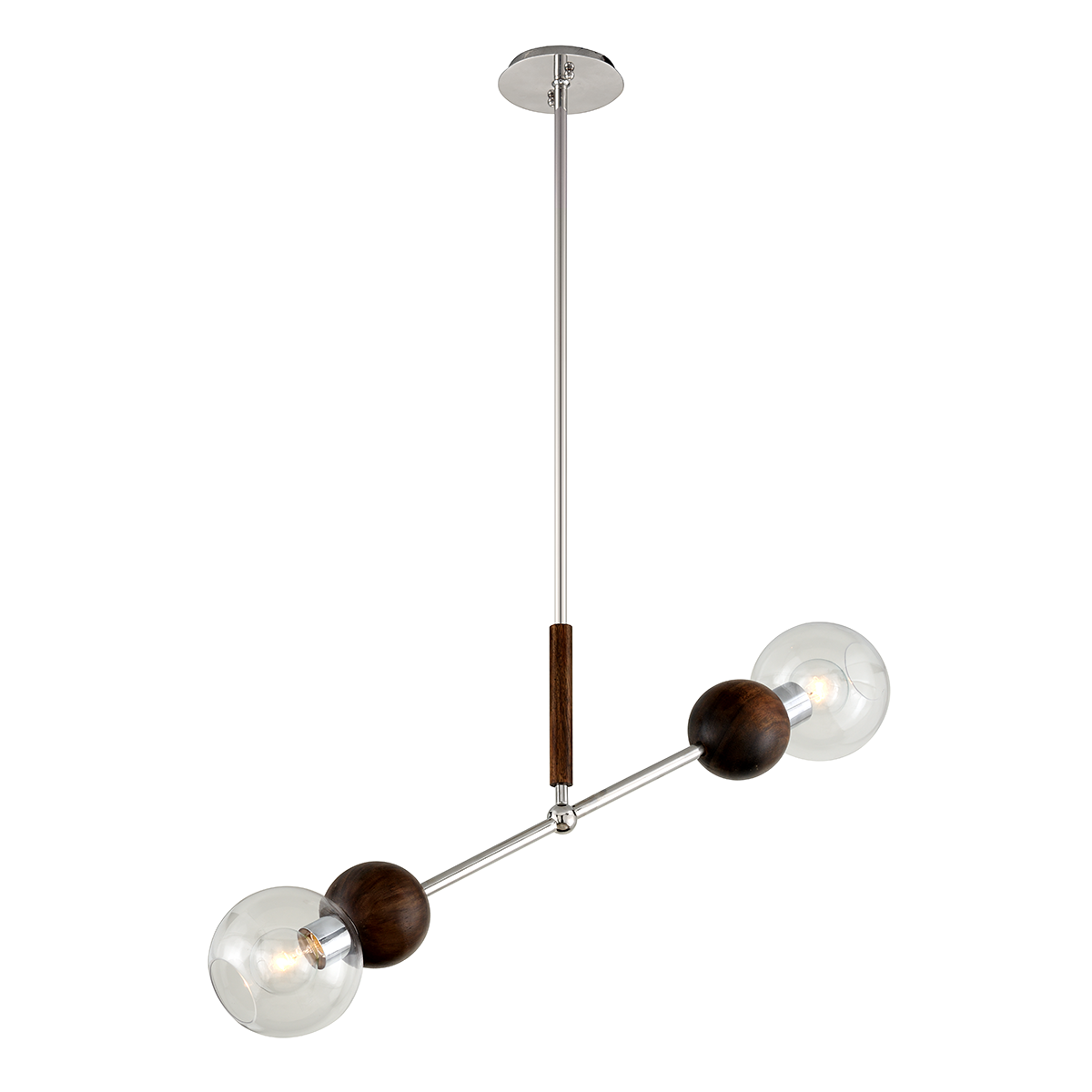 Troy Lighting, Arlo 2 Light Linear Polished Ss And Natural Acacia