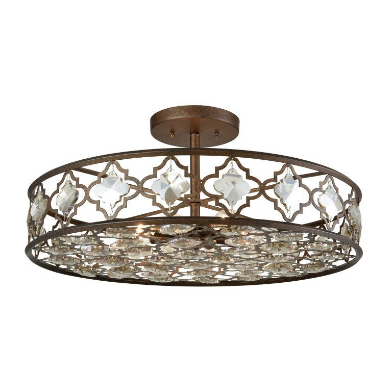 Elk Home, Armand 25'' Wide 8-Light Semi Flush Mount - Weathered Bronze