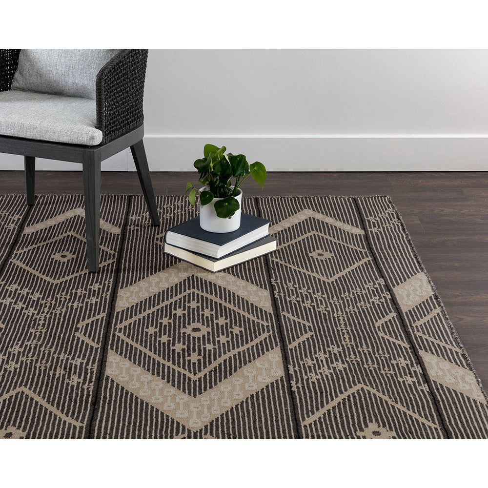 Sunpan, Asana Hand - Woven Rug - Black / Tan - 5'' x 8''