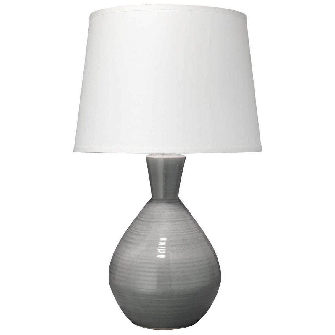 Jamie Young, Ash Table Lamp in Grey Ceramic with Large Cone Shade in White Linen