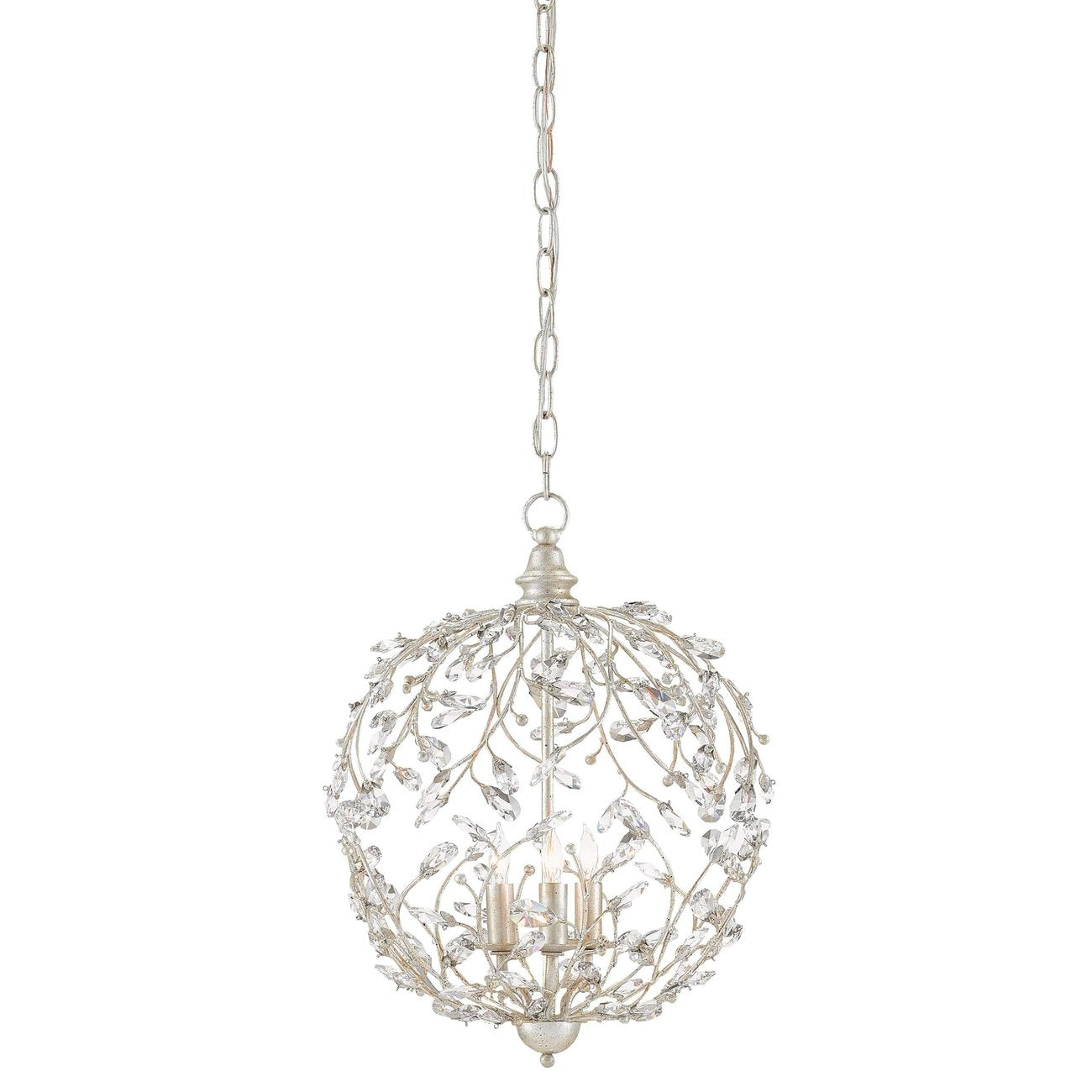 Currey, Crystal Bud Silver Orb Chandelier