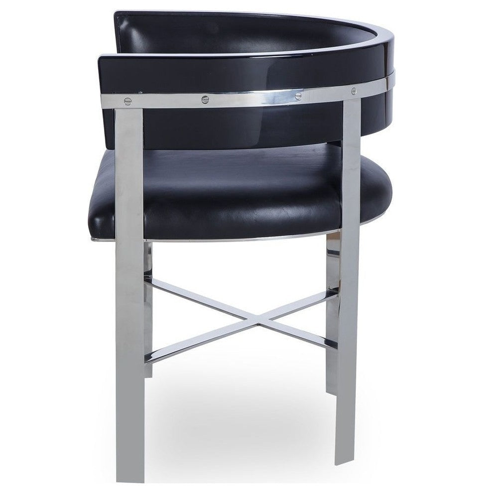 Sonder, Kelly Hoppen Art Dining Chair - Black Leather/ Stainless Steel