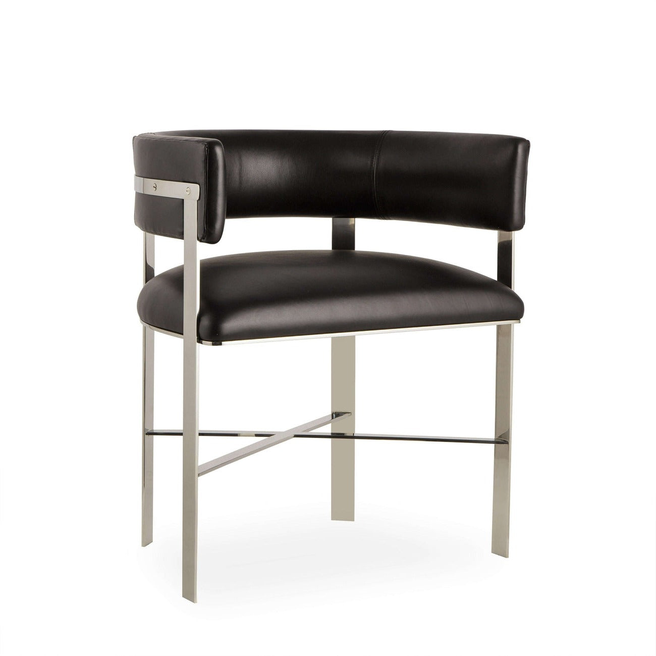Sonder, Kelly Hoppen Art Dining Chair - Black Leather/ Stainless Steel