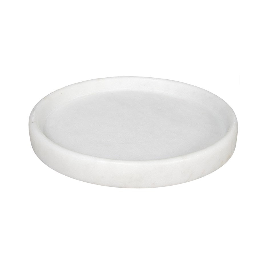 Noir, Round Tray, White Stone