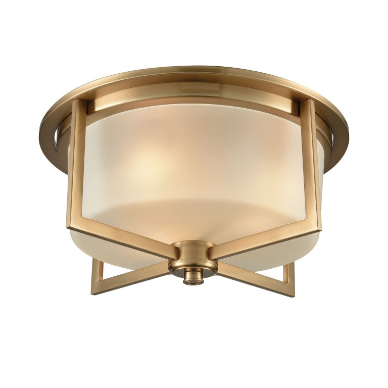 Elk Home, Vancourt 15'' Wide 3-Light Flush Mount - Satin Brass