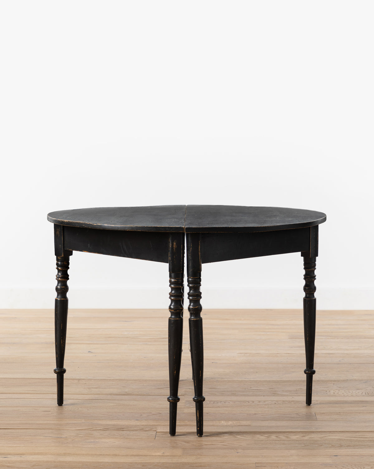 McGee & Co., Vintage Painted Black Swedish Demi Lune Tables (Set of 2)