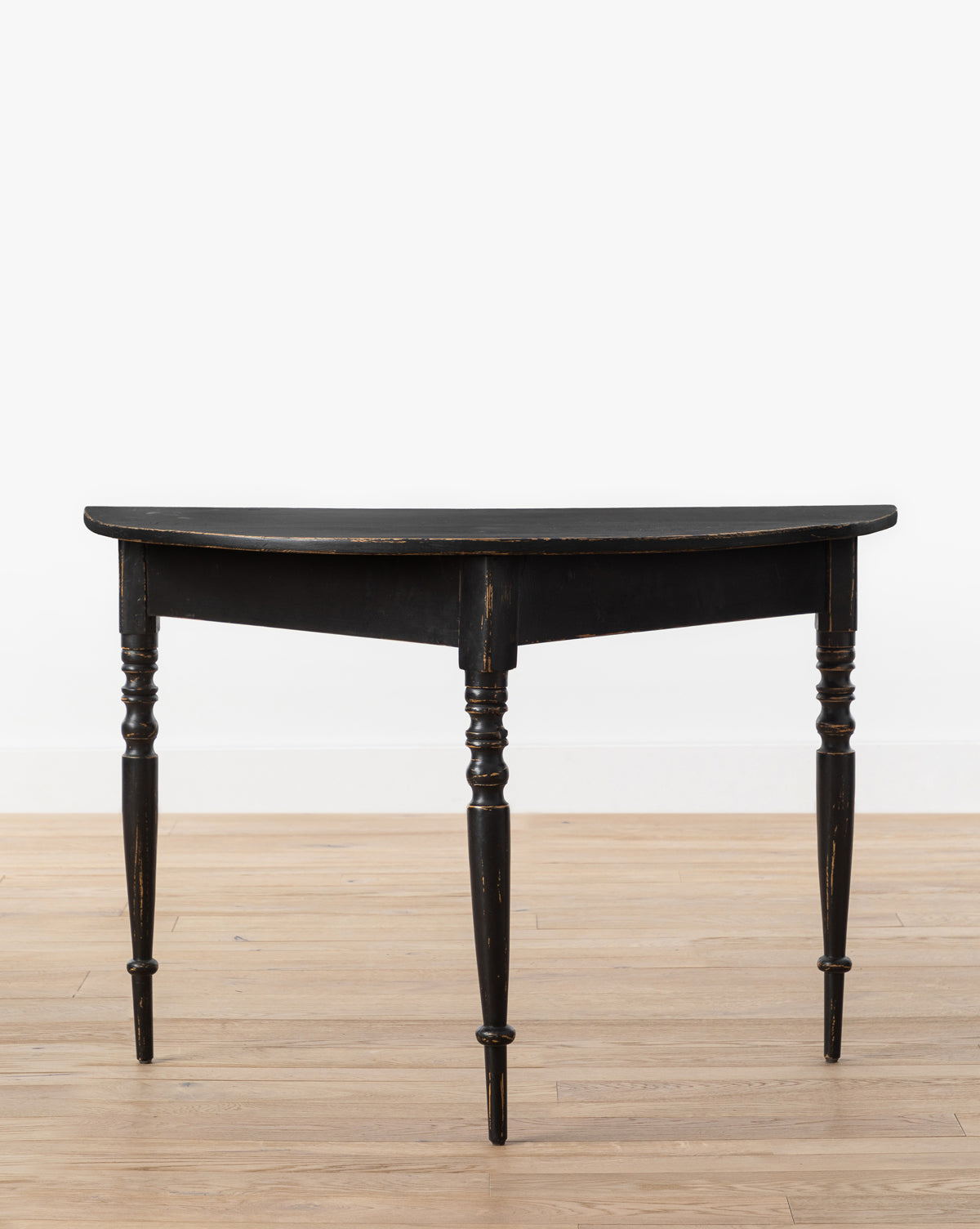 McGee & Co., Vintage Painted Black Swedish Demi Lune Tables (Set of 2)